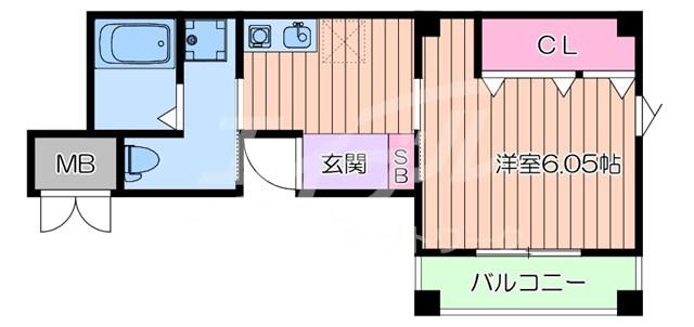 MOMOHOUSE高城町(1K/2階)の間取り写真