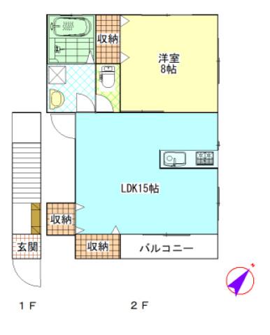 ヴェルティ東(1LDK/2階)の間取り写真