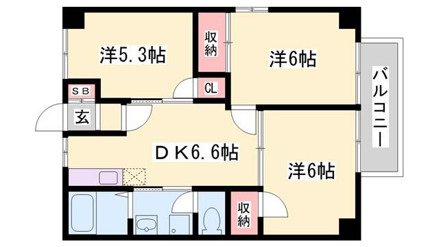 ラックファミール(3DK/2階)の間取り写真
