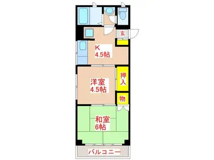 第1コーポ大八(2K/1階)の間取り写真