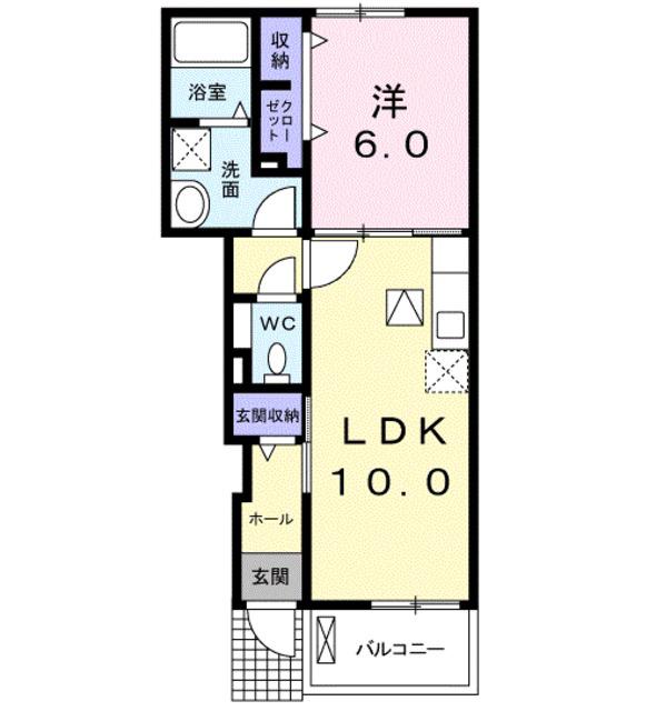 ミレグランデII(1LDK/1階)の間取り写真