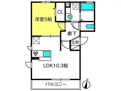 プリムヴェール十八番館(1LDK/3階)の間取り写真