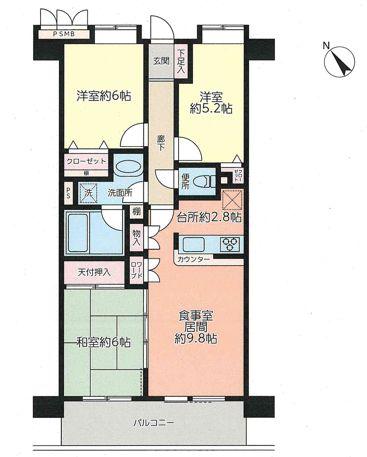 レクセルプラザ西船橋(3LDK/5階)の間取り写真