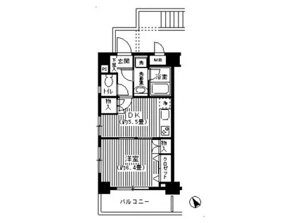 ベイウエスト(1DK/4階)の間取り写真