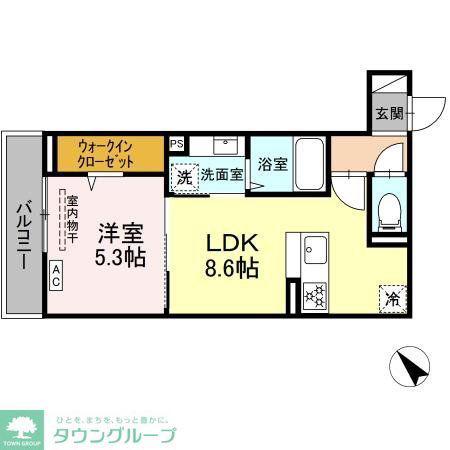 D PAINA 千年新町(1LDK/2階)の間取り写真