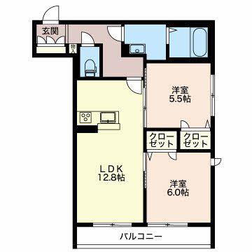 セントリビエ(2LDK/2階)の間取り写真