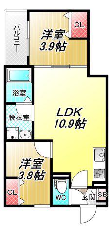 D PORTA GRANZ(2LDK/3階)の間取り写真
