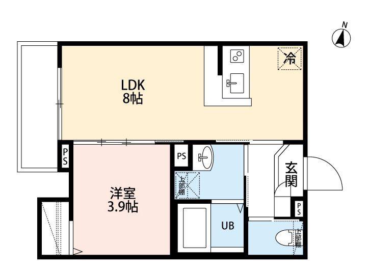 リュクスシティー都賀(1LDK/3階)の間取り写真