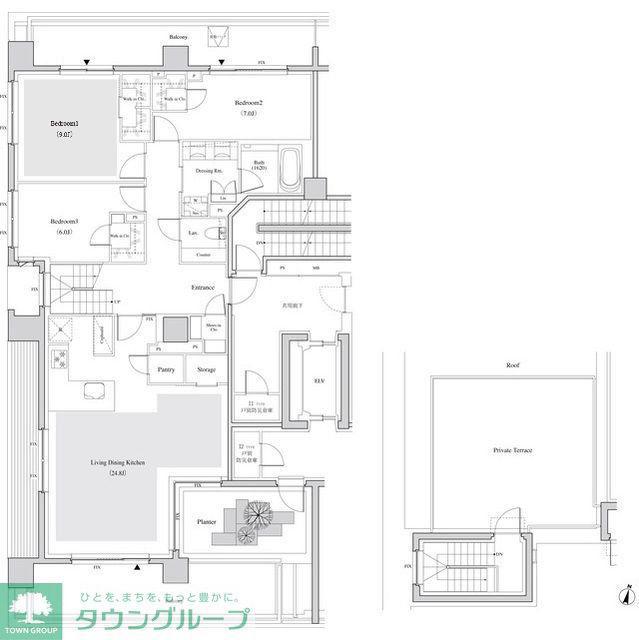 ザ・パークハビオ代々木(3LDK/9階)の間取り写真