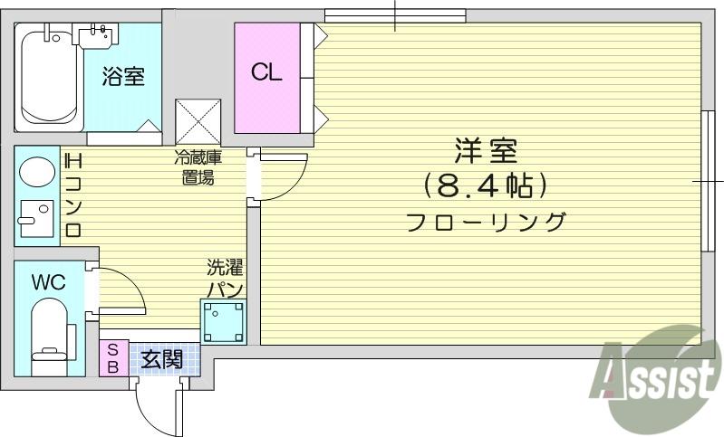 プランドビル土樋(1K/3階)の間取り写真