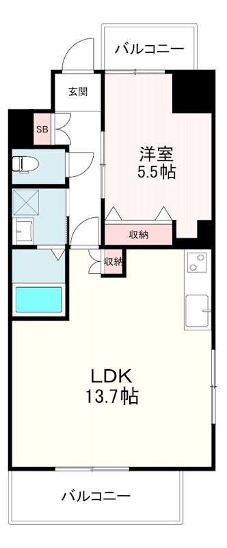 キルンズ高取(1LDK/3階)の間取り写真