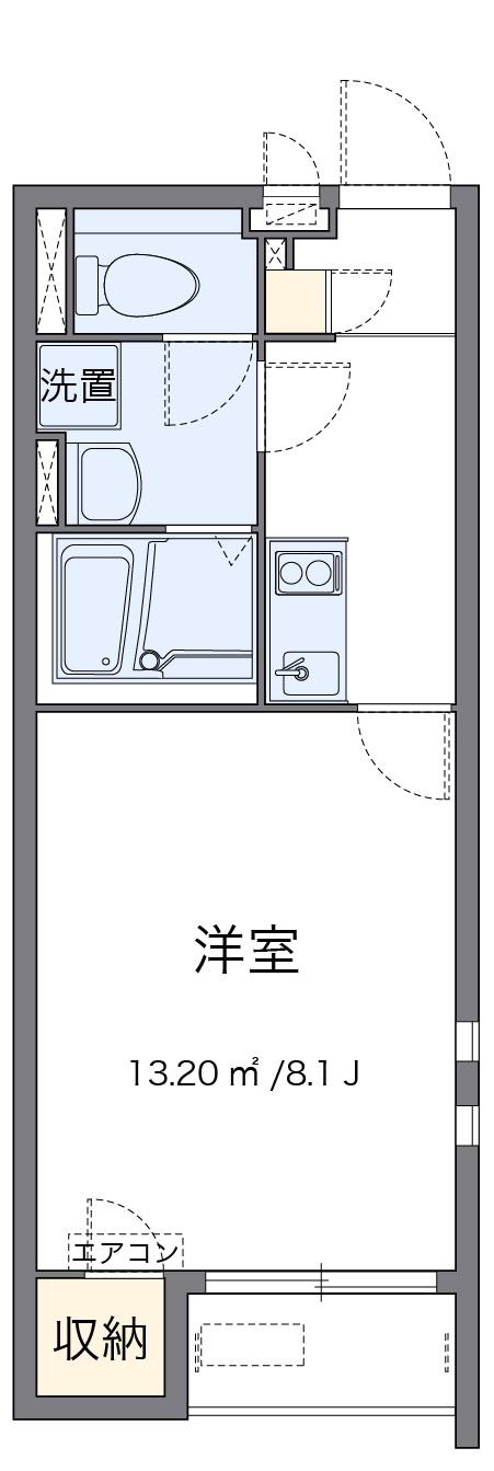クレイノウイングス瓜破(1K/1階)の間取り写真