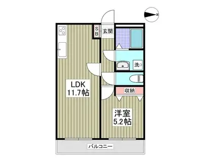 第六竹石マンション(1LDK/2階)の間取り写真