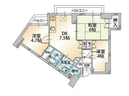 第二八千代ビル(3DK/2階)の間取り写真