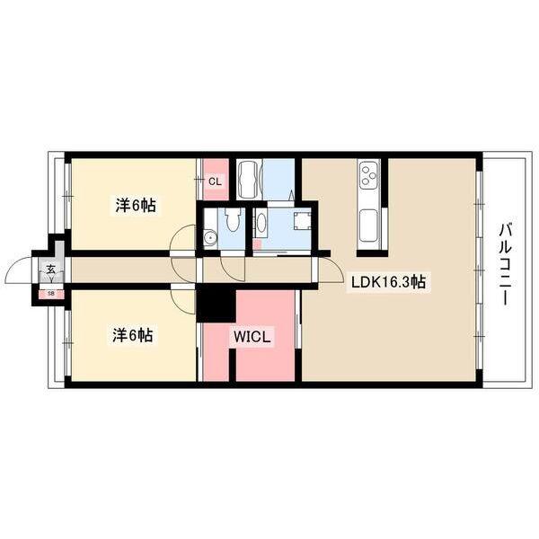 ビラ三秀山中(2LDK/3階)の間取り写真