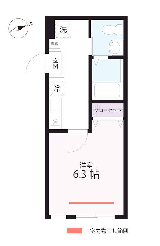 QUTET CRAB HOUSE MIX山手II(1K/1階)の間取り写真