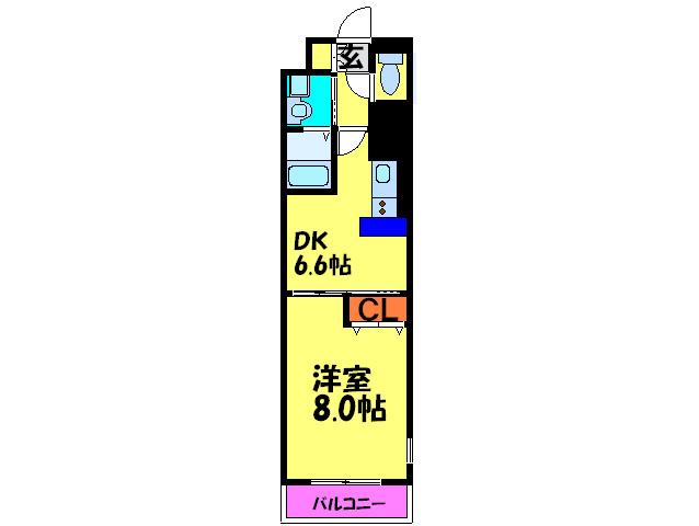 エステムコート京都河原町プレジール(1DK/8階)の間取り写真