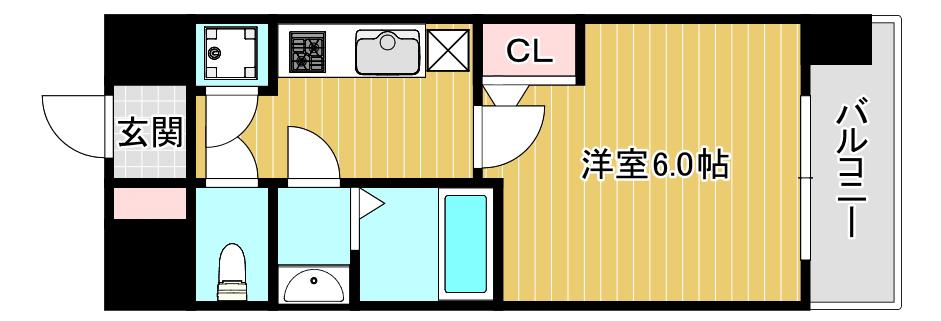 エスリード難波レジデンス(1K/3階)の間取り写真