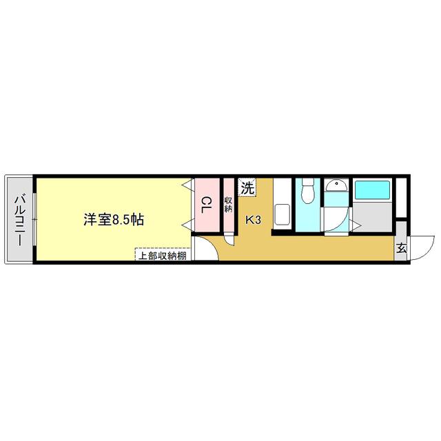 カスティージョY(1K/3階)の間取り写真