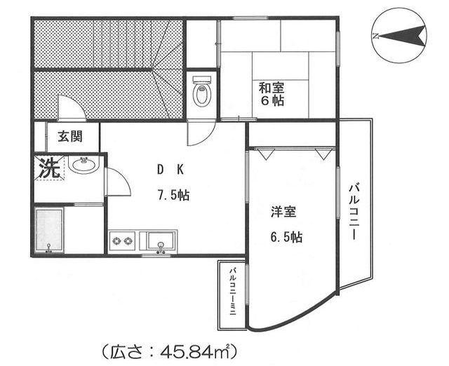 ペガサス中村(2DK/3階)の間取り写真