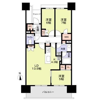 晴海フラッグパークビレッジ(3LDK/12階)の間取り写真