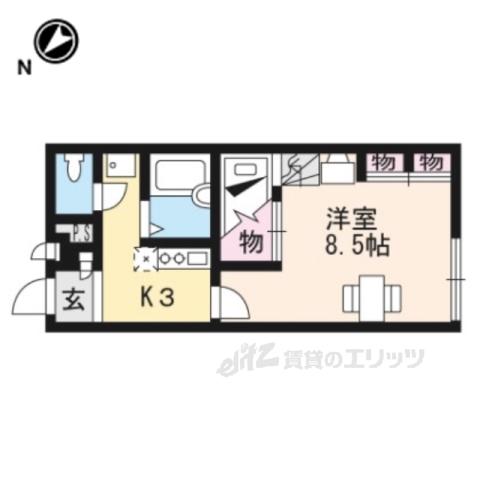 レオパレス湖城が丘(1K/1階)の間取り写真