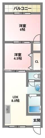 土佐ビル2(2LDK/4階)の間取り写真