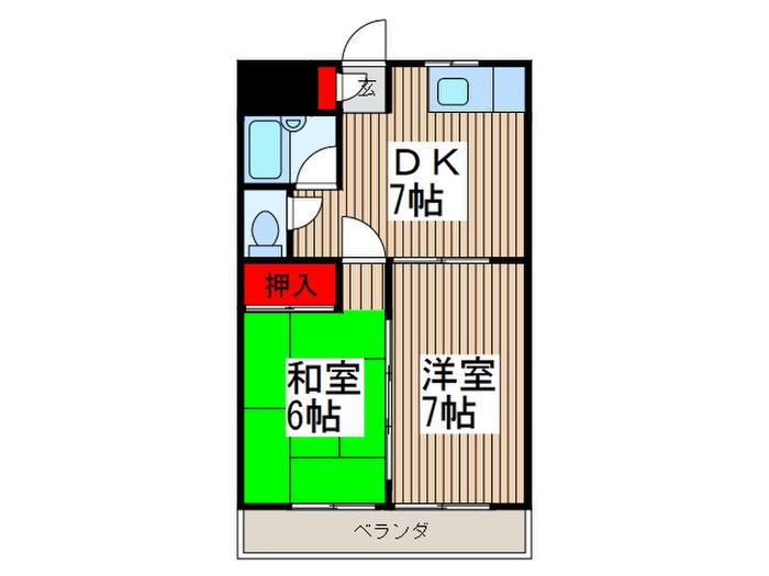サンライズパーク上小町(2DK/3階)の間取り写真