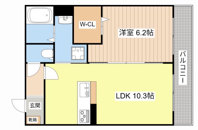 フリーガーデン(1LDK/1階)の間取り写真