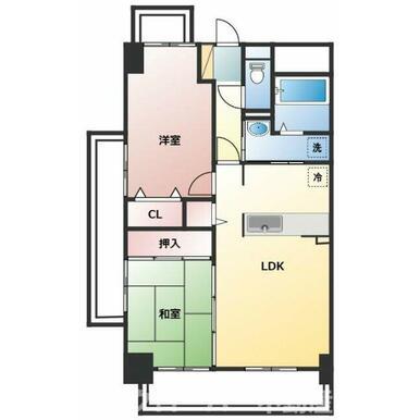 エスポワール辻III(2LDK/2階)の間取り写真