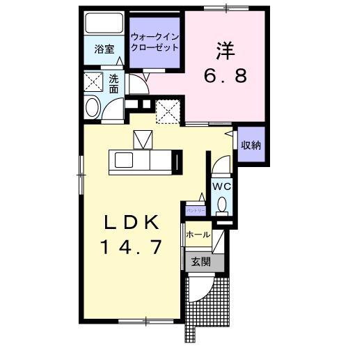 ルーラル クラウンI(1LDK/1階)の間取り写真