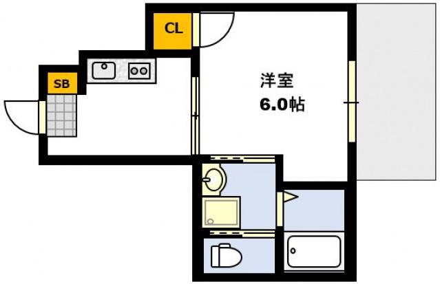 RIDERE井口(1K/1階)の間取り写真