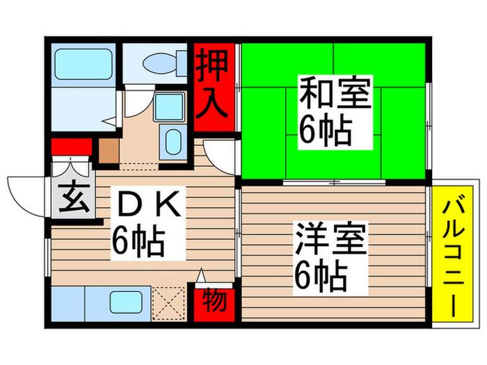 グランメール(2DK/1階)の間取り写真