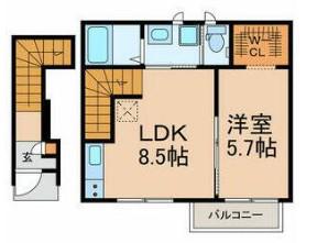 ロワフィーユ(1LDK/2階)の間取り写真