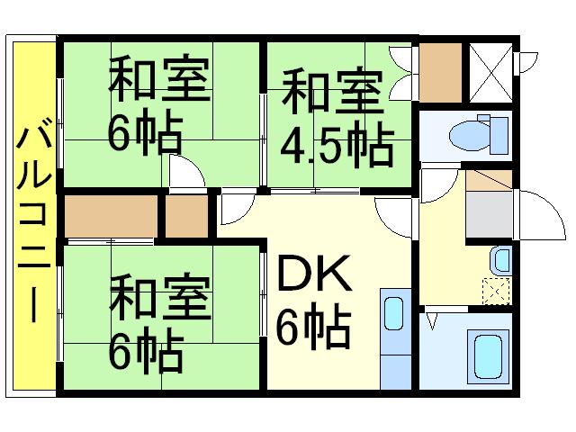 千歳パークマンション(3DK/3階)の間取り写真