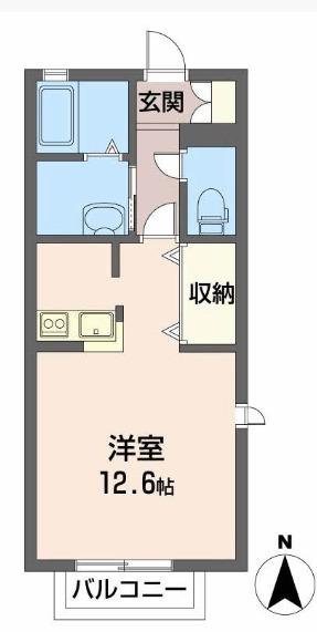 セルージュ伊丹(ワンルーム/2階)の間取り写真