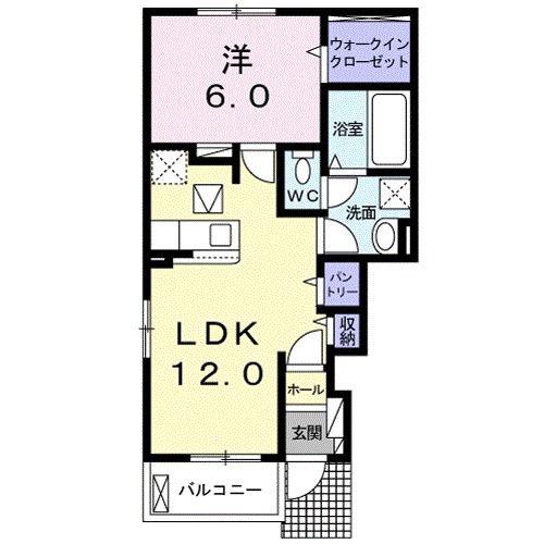 近鉄名古屋線 川越富洲原駅 徒歩6分 2階建 築6年(1LDK/1階)の間取り写真