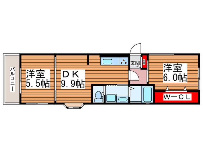 クラウン西ヶ原(2DK/1階)の間取り写真