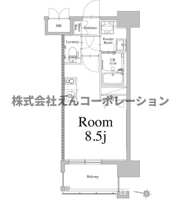 エンクレスト天神LIFE(ワンルーム/8階)の間取り写真