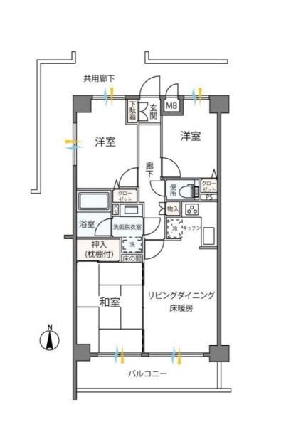 グリーンコート座間(3LDK/7階)の間取り写真
