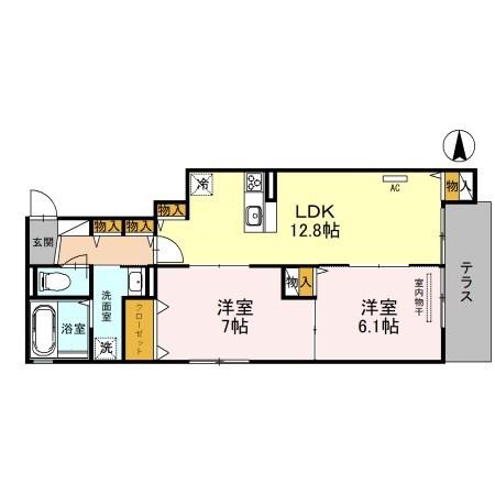 D-ROOM塚口本町(2LDK/2階)の間取り写真