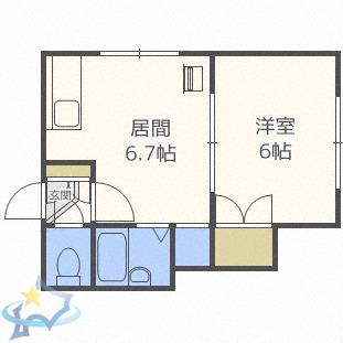 シャルマン512(1DK/1階)の間取り写真