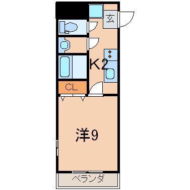 ビューヒルズ旭町(1K/4階)の間取り写真