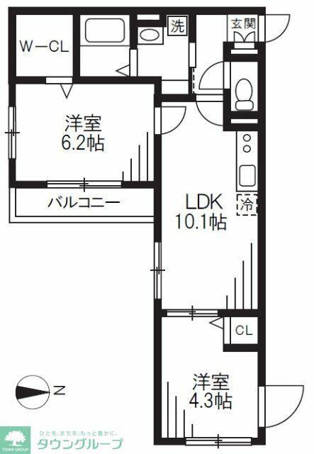 エルファーロ中野新井薬師(2LDK/3階)の間取り写真