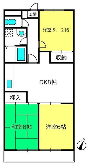 プルミエール(3DK/2階)の間取り写真