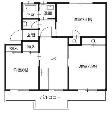 メナーハイツ藍(3DK/3階)の間取り写真