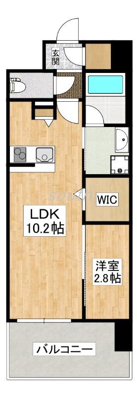 リヴェント難波サウス(1LDK/9階)の間取り写真