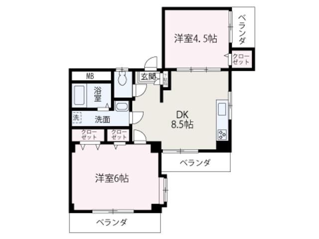 プルミエ和光(2DK/2階)の間取り写真