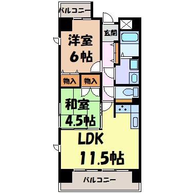 ロジェ新栄南(2LDK/7階)の間取り写真