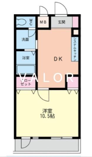 YSセブンハイム(1DK/1階)の間取り写真